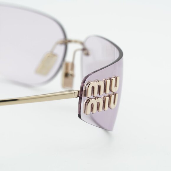 Miu Miu MUA51S ZVN90O Sunglasses Pale Gold Rectangle Frame, Pink Lenses main image 8